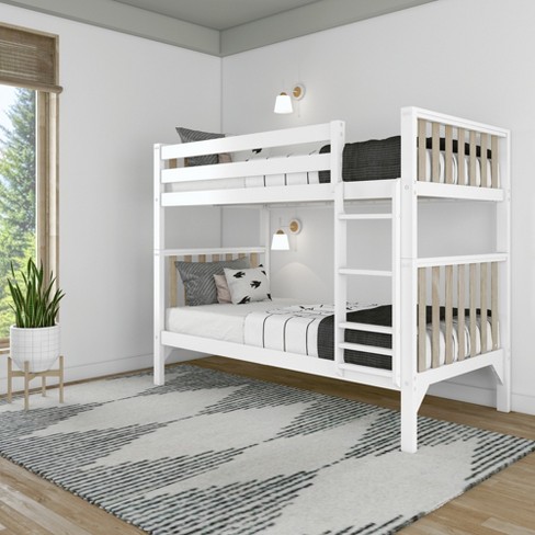 Max & Lily Scandinavian Twin Over Twin Bunk Bed, White/blonde : Target