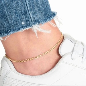 RMZ GOLD NYC 18K Gold Plated 4mm Figaro Anklet - 1 of 2