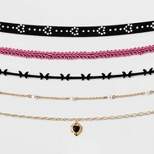 Heart Charm and Trim Choker Necklace Set 5pc - Wild Fable™ Gold