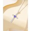 Molenia Birthstone Cross Necklace for Women, 925 Sterling Silver Heart Cross Pendant Necklace Fine Cross Jewelry Birthday Gifts for Her 18"+4" Inches - 3 of 4