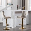 LOVMOR Set of 2 Bar Stools,with Chrome Footrest and Base Swivel Height Adjustable Mechanical Lifting Velvet + Golden Leg Simple Bar Stoo - 3 of 4