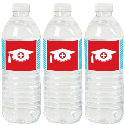 Big Dot of Happiness Nurse Graduation - Medical Nursing Graduation Party Water Bottle Sticker Labels - Set of 20