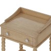 Retro Style Nightstand with Drawer and Open Shelf for Bedroom, Bedside Table with Turned Legs and Metal Handle - 4 of 4