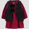 Carter's Just One You® Baby Girls' 3pc Holiday Buffalo Checkered Dress with Vest - Black - 2 of 4