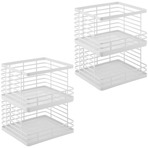 Mdesign Metal Kitchen Shelf Stackable Organizer Storage Rack, 2 Pack,  Chrome : Target