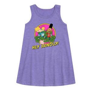 Girls' - Hey Arnold! - Arnol and Friends Graphic Sleeveless Aline Dress - 1 of 3