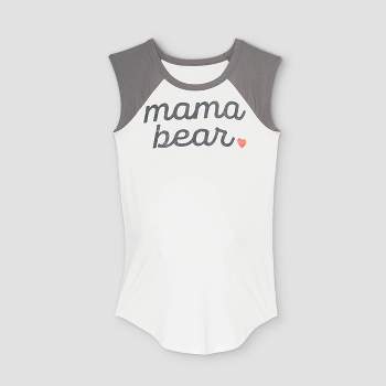 Sleeveless Mama Bear Baseball Graphic Maternity T-Shirt - Isabel Maternity by Ingrid & Isabel™ Off-White