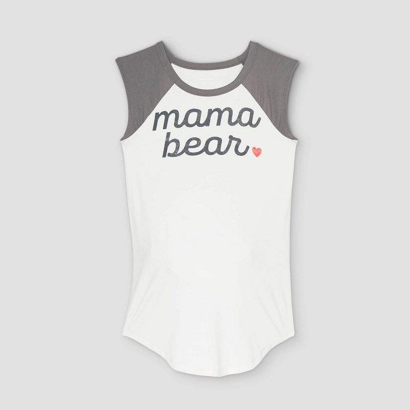Sleeveless Mama Bear Baseball Graphic Maternity T-Shirt - Isabel Maternity by Ingrid &#38; Isabel&#8482; Off-White, 1 of 3