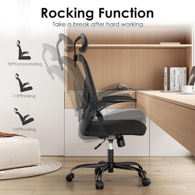 Infurnic Task and Office Chairs, Office Chair with Adjustable Lumbar Support and Armrests, for Home and Office, Black, 23.43"*23.43"*56.69"