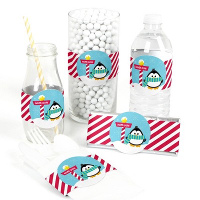 Big Dot of Happiness Holly Jolly Penguin - DIY Party Supplies - Holiday and Christmas Party DIY Wrapper Favors and Decorations - Set of 15