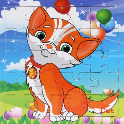 Boersma Children's Wooden Puzzle – Cat Theme with Poultry & Farm Animals, Educational Toy for Toddlers, Durable & Safe Early Learning Gift