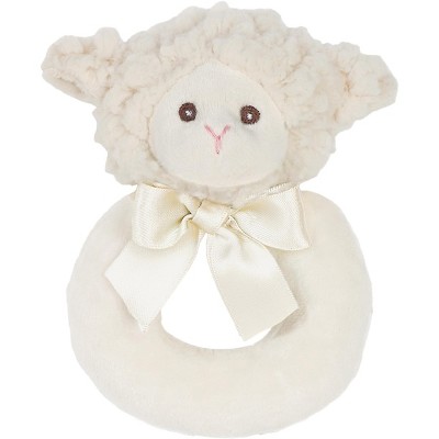 Image of Bearington Baby Lamby, 5.5 Inch Cream Lamb Plush Stuffed Animal, Soft Baby Rattles and Plush Rings