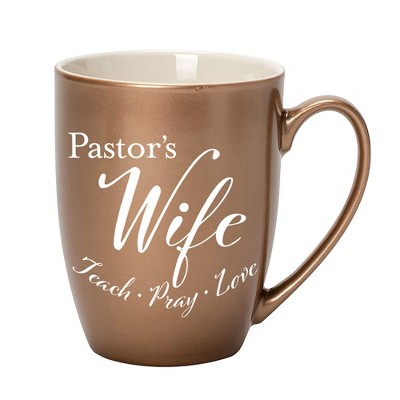 Elanze Designs Pastor's Wife Teach Pray Love Bronze 10 ounce New Bone China Coffee Cup Mug