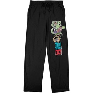 Teen Titans Go Characters and Logo Men's Black Graphic Sleep Pants - 1 of 3