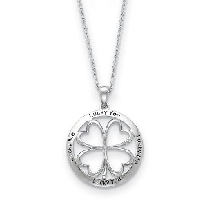 Black Bow Jewelry Sterling Silver & CZ Lucky Me, Lucky You, Friendship Necklace, 18 Inch - 1 of 4