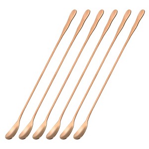 Unique Bargains Stainless Steel Long Handle Smooth Mirror Finished Cocktail Spoons 6 Pcs - 1 of 4