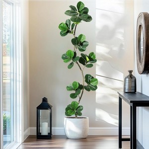 Artificial Fiddle Leaf Fig Tree in Black Nursery Pot, Faux Potted Tree for Home Decor, Fake Rubber Tree for Office Living Room Indoor Outdoor - 1 of 4
