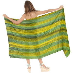 LA LEELA Women's Long Beachwear Vacation Swimsuit Sarong Wraps Bikini Coverups One Size Green, Tie Dye Design - 1 of 4