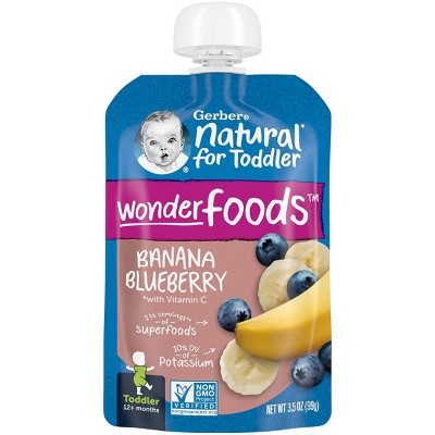 Gerber Toddler Banana Blueberry Baby Food Pouch - 3.5oz