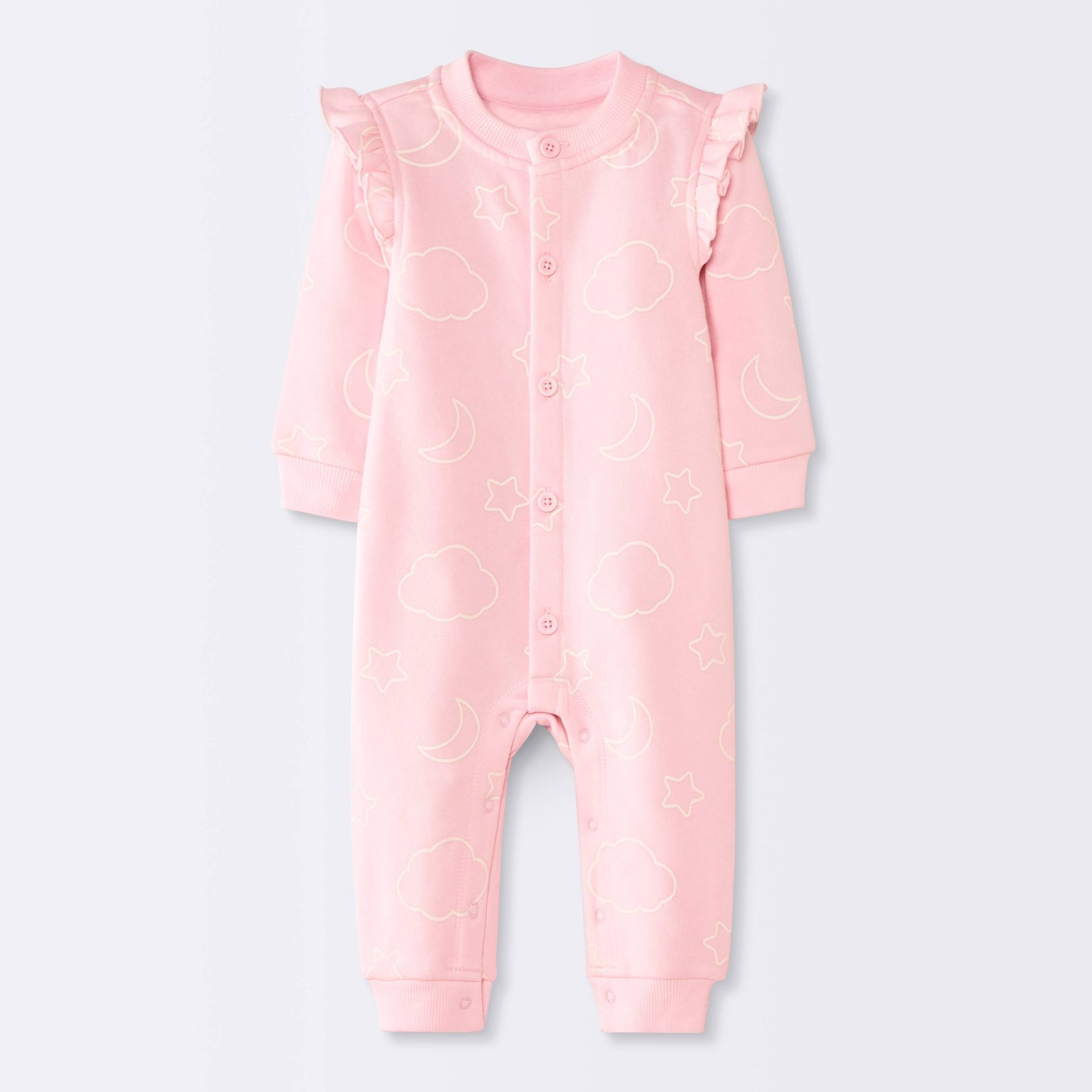 Baby Girls' Moon and Stars Fleece Romper - Cloud Island™ Pink