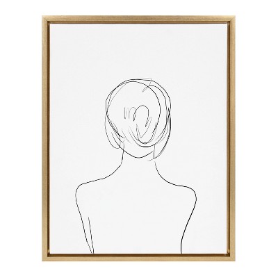 18" x 24" Sylvie Minimalist Woman Framed Wall Canvas Gold - Kate & Laurel All Things Decor