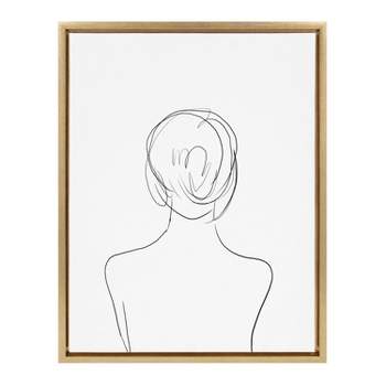 18" x 24" Sylvie Minimalist Woman Framed Wall Canvas Gold - Kate & Laurel All Things Decor