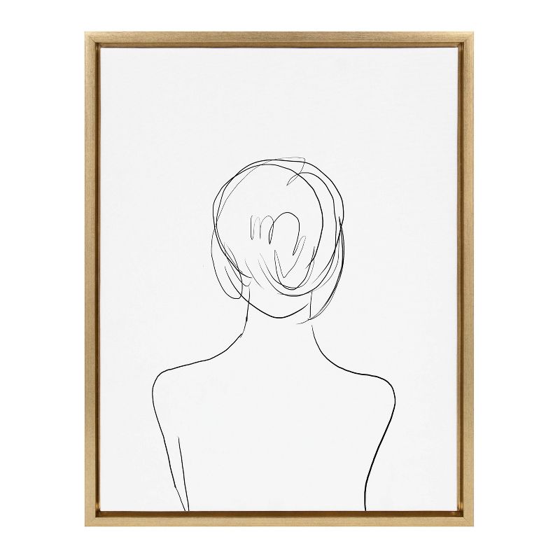 18&#34; x 24&#34; Sylvie Minimalist Woman Framed Wall Canvas Gold - Kate &#38; Laurel All Things Decor, 1 of 7