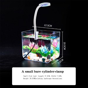 Fish Tank, Aquarium Tank With Clamp Light, Wall Mounted Filter, Anti Slip Base, Aquarium Starter Kits, Square Fish Tank For Living Room Office Decor - 1 of 4