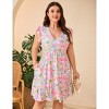 YESFASHION Plus Size Women Casual V Neck Dress Loose Swing Ruffle Summer Midi Dress with Pockets - 2 of 4