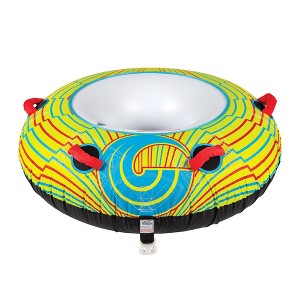 Connelly 67221001 Spin Cycle 54 Inch Single 1 Person Inflatable Boat Towing Donut Inner Tube with Speed Valve and Safety Straps, Green - 1 of 4