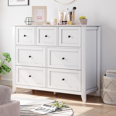 7 Drawers Dresser for Bedroom, Farmhouse Wood Dressers & Chest of Drawers for Clothes