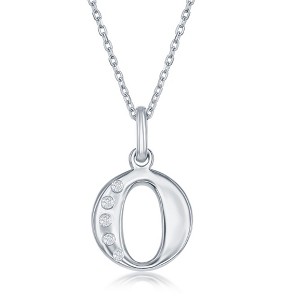 Bella Silver Sterling Silver 0.03cttw Diamond Accent Initial 18" Pendant Necklace - 1 of 2