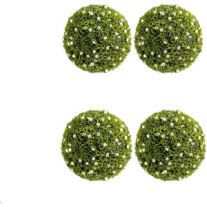 Artificial Plant Topiary Ball, Decorative Artificial Boxwood Balls with Flowers - 1 of 4