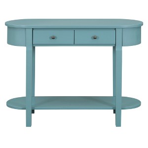 Infurnic Decorative Storage Cabinets Console Table with Curved Design Smooth Glaze for Entryways, Living Rooms and hallways, Blue, 15.5"*30"*33" - 1 of 4