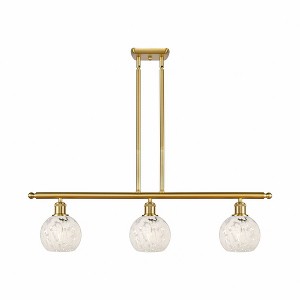 White Mouchette - 3 Light Stem Hung Island In Modern Style-8.5 Inches Tall and 36 Inches Wide - 1 of 1