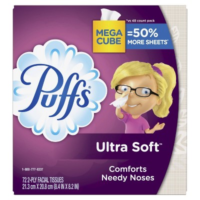 Puffs Plus Lotion Facial Tissues (72 Tissues Cube, 12 Mega Cubes)