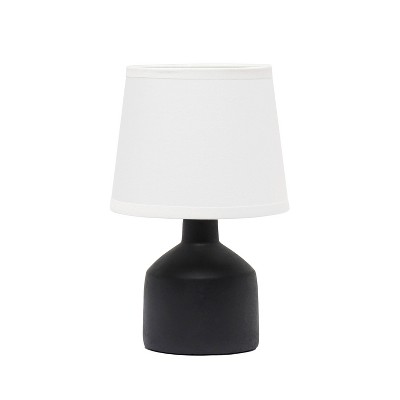 Simple Designs Mini Bocksbeutal Ceramic Table Lamp Black : ETL Listed, No Assembly, Modern Decor, Concrete Base, Cotton Shade