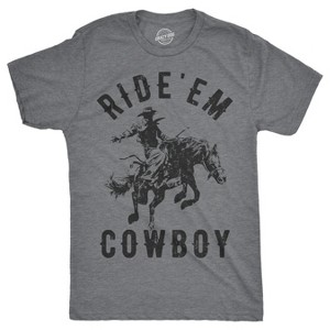 Mens Ride 'Em Cowboy T Shirt Funny Western Tee For Guys - Crazy Dog Men's T Shirt - 1 of 4