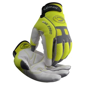 Caiman  Mechanics Gloves,White/Hi-Vis Lime,M,PR 2980-4 - 1 of 1