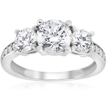 Pompeii3 1 1/2ct 3-Stone Diamond Engagement Ring 14K White Gold