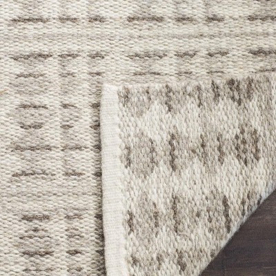 Gray and Ivory Flat Woven Wool 5' x 8' Area Rug