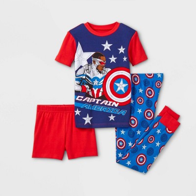 Girls' Captain Marvel 3pc Pajama Set Blue/Red Size 4,8,10 