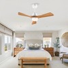 42 Inch Solid Wood Ceiling Fan With Remote And LED Light, Modern Farmhouse Ceiling Fan With Reversible DC Motor For Indoor Or Outdoor Use - 3 of 4