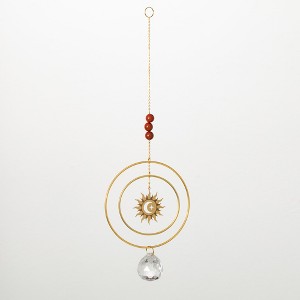 Woodstock Chimes Suncatcher Radiating Sun, Red Stone 12" - 1 of 4