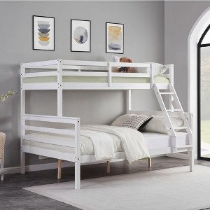 Kumasinova Bunk Bed,Wood Bunk Bed Frame with High Guardrail,Ladder,Twin Size Bed Frame for Kids Teens,No Box Spring Needed - 1 of 4