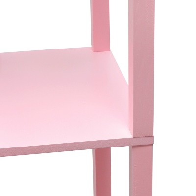 Light Pink Etagere Floor Lamp with USB Ports and Linen Shade