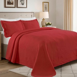 100% Cotton Bedspread Set Waves Matelasse Decorative Bedspread and Pillow Sham Set by Blue Nile Mills - 1 of 4