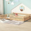 CAVINAS Full Size Wood Montessori Bed,Modern Floor Bed with Safety Guardrails and Door,Toddler Bed for Bedroom - 2 of 4