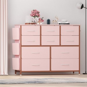 10 Drawer Dresser Chest of Drawers,  Fabric Storage Organizer Drawers, with Side Pockets & Hooks for for Bedroom Living Room Entryway - 1 of 4