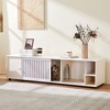 KWPZQEB Modern Cream White TV Stand, Wood Cat Cabinet with Litter Box Enclosure & Removable Sliding Door, Decorative Side End Table for Living Room - 4 of 4